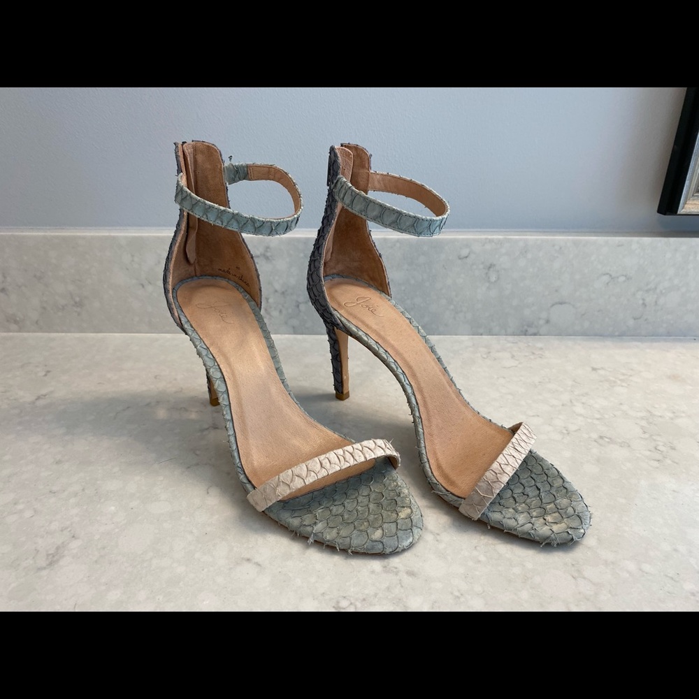 JOIE snakeskin print leather heels